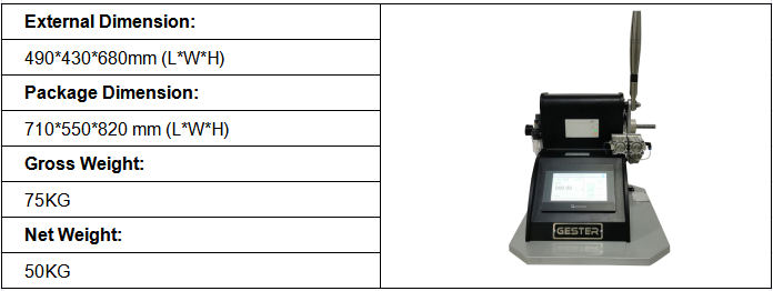 Elmendorf tester Dimensions