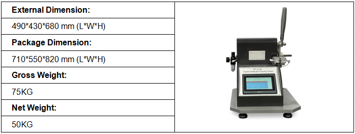Elmendorf tester Dimensions