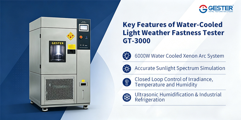 Key Features of Water-Cooled Light Weather Fastness Tester GT-3000 Key Features of Water-Cooled Light Weather Fastness Tester GT-3000